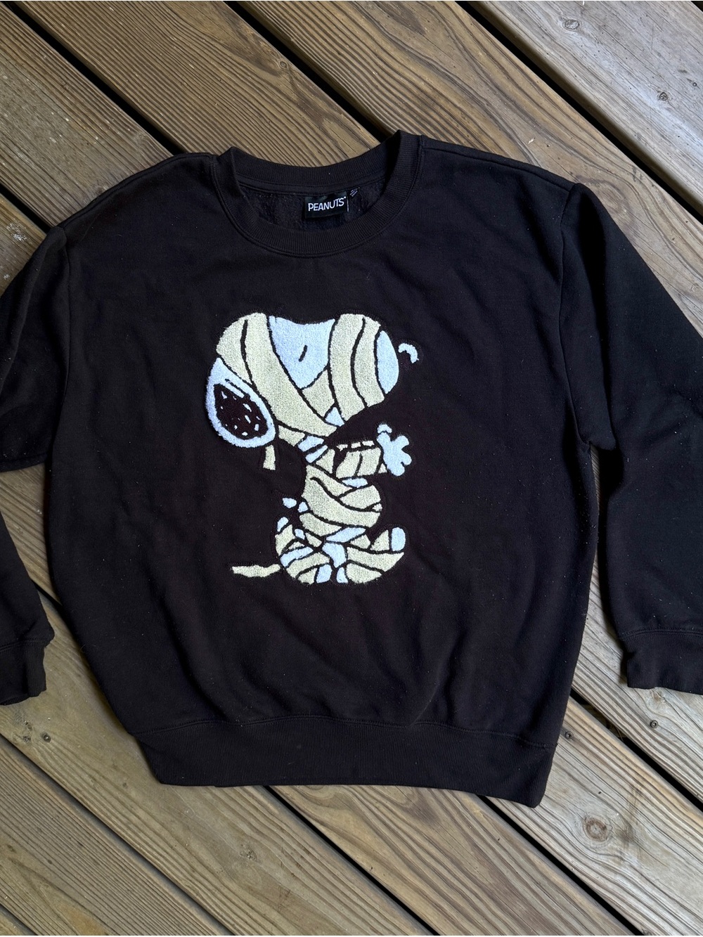 Peanuts Womens Snoopy Mummy Halloween Graphic Sweatshirt Black XL C-Life